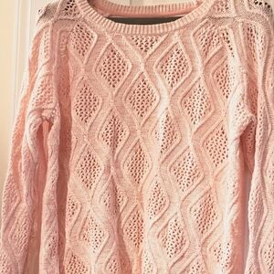 Sonoma Marled Pink Cable Knit Sweater